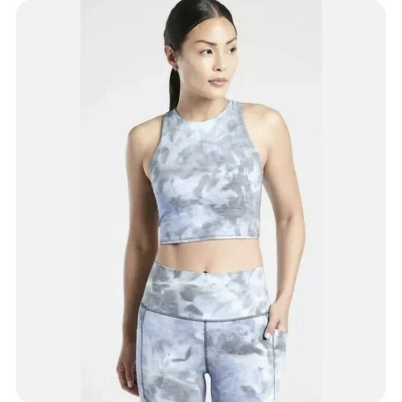 Athleta Spray Dye Merri Perri  Crop Top S / Capri bottom  Gray Blue XS 2 pcs Set - Picture 1 of 9